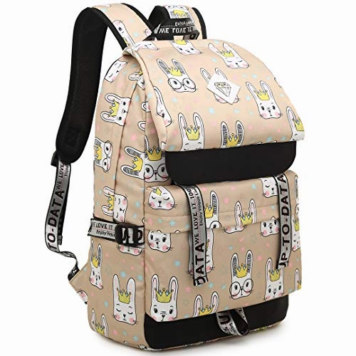 Hey Yoo HY790 Cute Rabbit School Backpack Travel Casual Hiking Daypack Laptop Book Bag School Bag Backpack for Teen Girls Women (Orange)