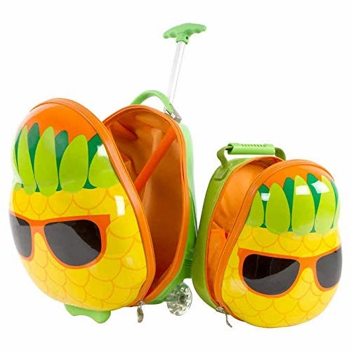 Heys America Travel Tots Kids 2 Pc Luggage Set -18" Carry On Luggage & 13" Backpack (Pineapple)