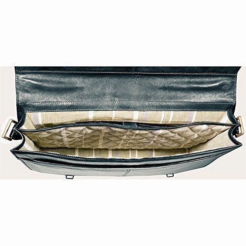 Hidesign Charles Large Double Gusset Leather 17" Laptop Compatible Briefcase, Black