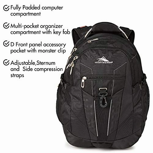 High Sierra XBT Business Laptop Backpack - 17-inch Laptop Backpack for Men or Women, Black