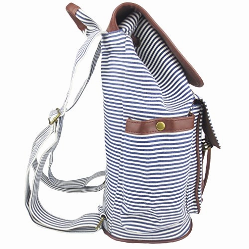 Imiflow Backpack for School Girls College Schoolbags Casual Laptop Purses Book Bags (Stripe Canvas)