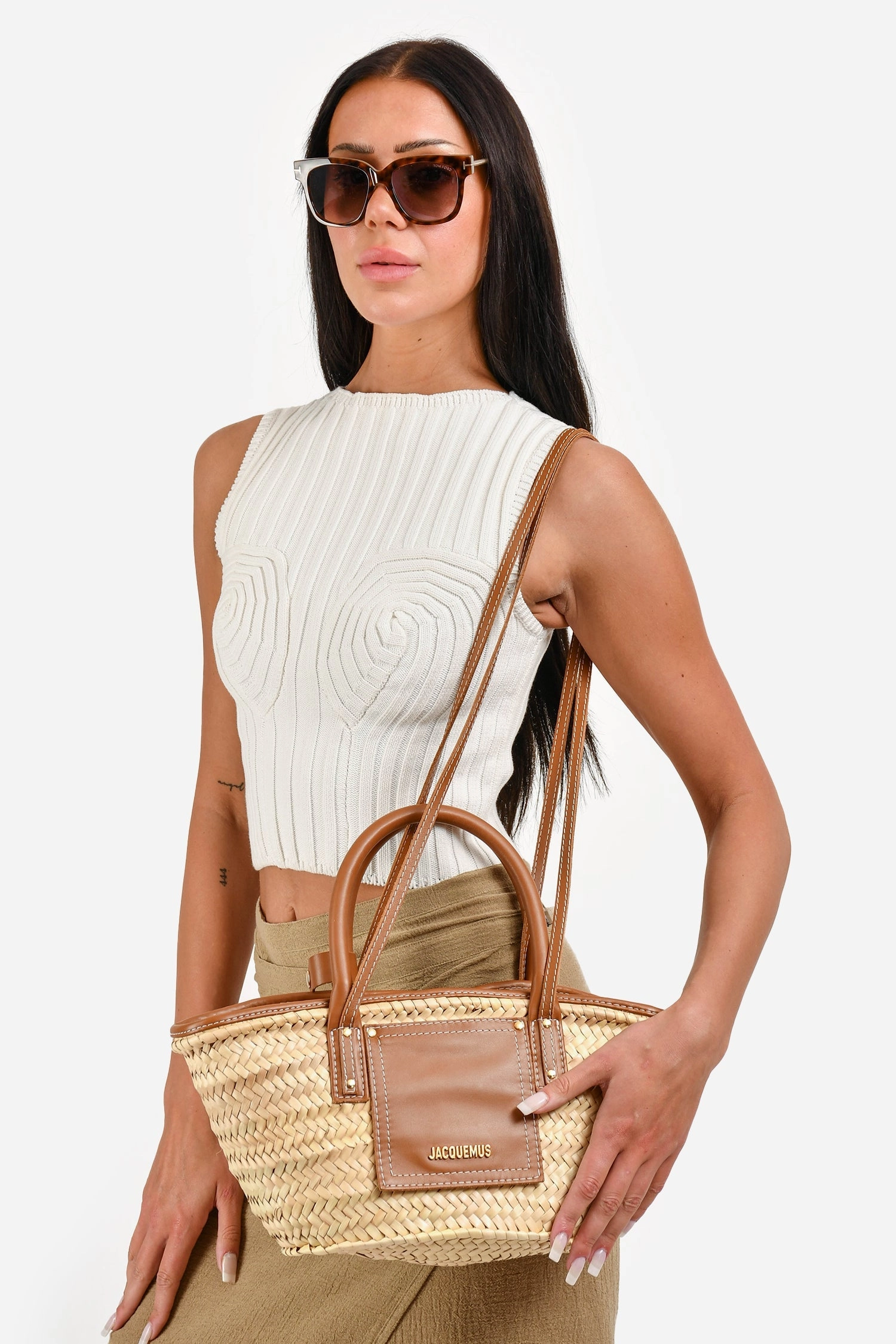 Jacquemus Brown Leather Soli Basket Tote