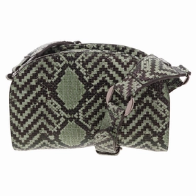 Jamee Womens Snake Print Leather Crossbody Handbag