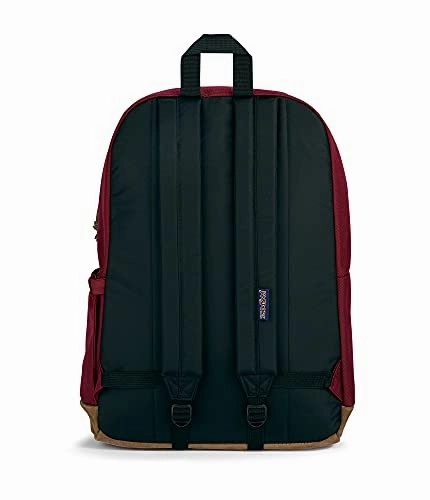JanSport Right Pack Backpack - School, Travel, Work, or Laptop Bookbag with Suede Leather Bottom with Water Bottle Pocket, Russet Red