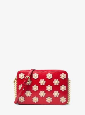 Jet Set Floral Appliqu Leather Crossbody Bag