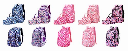 JiaYou Girl Geometric Printed Primary Junior High University School Bag Bookbag Backpack(2# Black,19 L)