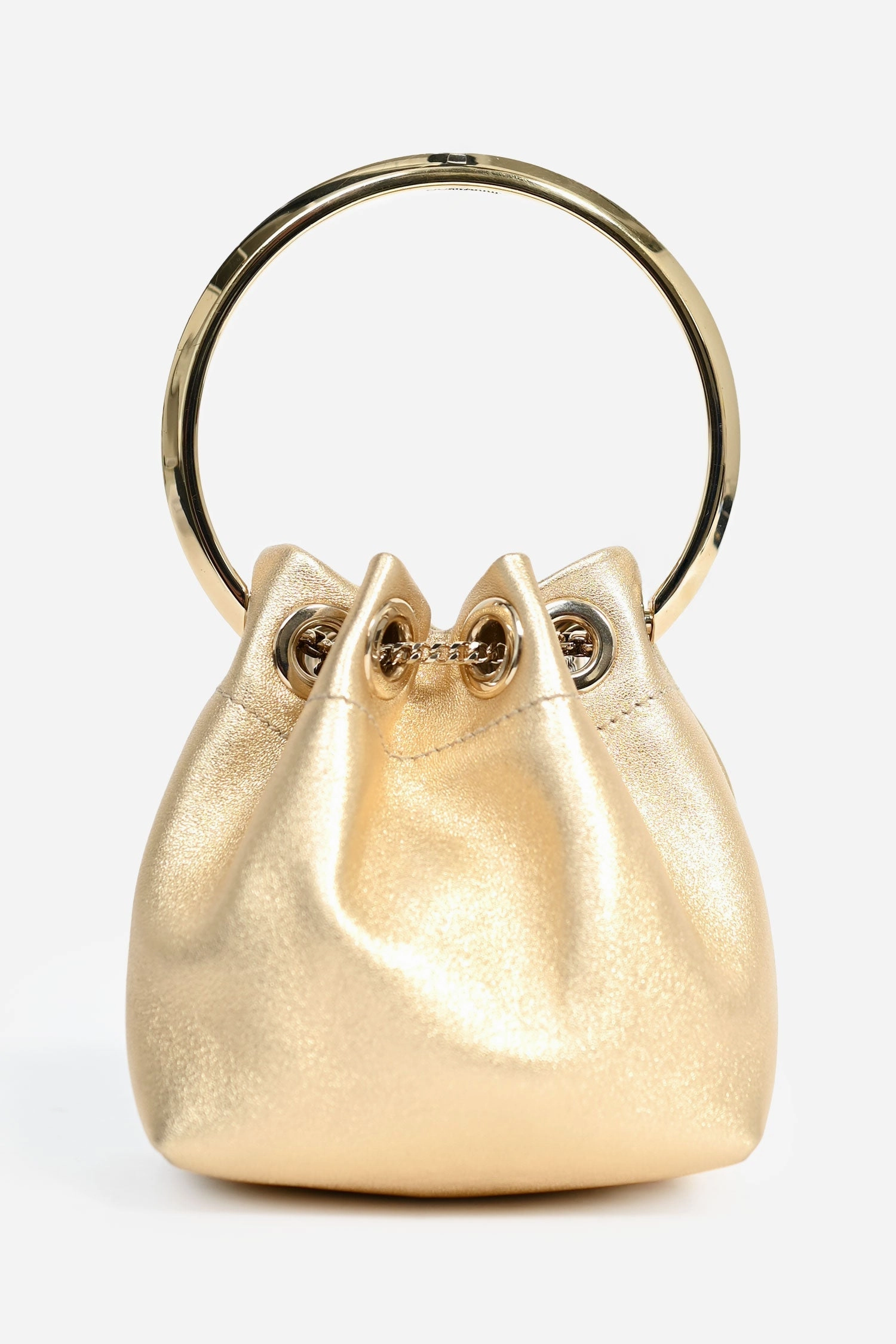 Jimmy Choo Gold Leather Mini Top Handle 'Bon Bon' Bag with Chain