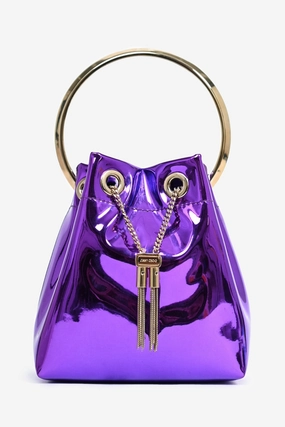 Jimmy Choo Purple Patent Leather Top Handle 'Bon Bon' Bag with Chain
