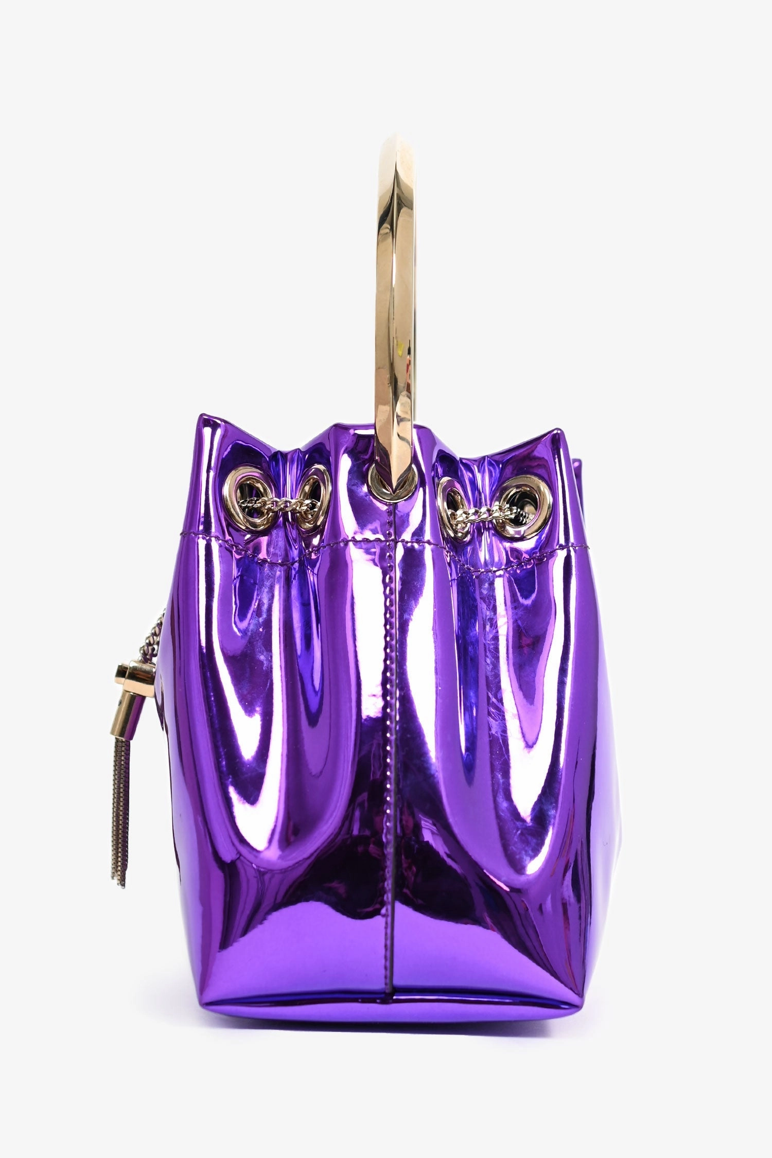 Jimmy Choo Purple Patent Leather Top Handle 'Bon Bon' Bag with Chain