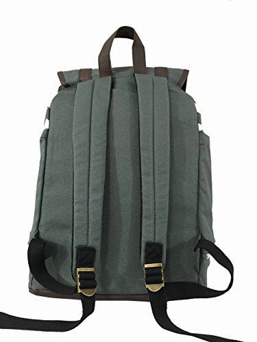 K-Cliffs Canvas Backpack Vintage School Laptop Bookbag Casual Travel Rucksack Grey Chevron