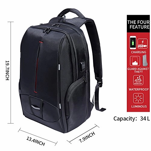 KALIDI Travel Gaming Laptop Backpack 18.4 Inch with USB Charge Port, Waterproof Computer Bag