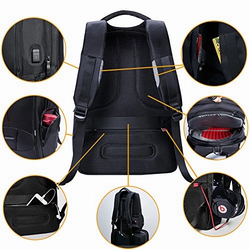 KALIDI Travel Gaming Laptop Backpack 18.4 Inch with USB Charge Port, Waterproof Computer Bag