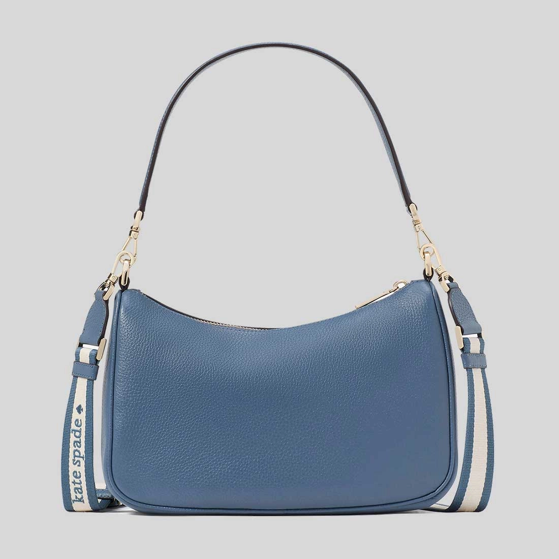 KATE SPADE Emma Pebbled Leather Medium Shoulder Bag Blue Stone KK068