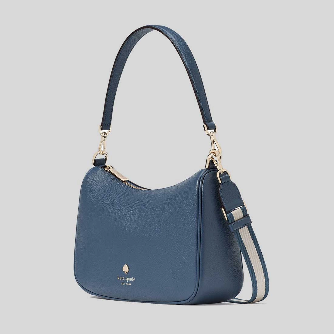 KATE SPADE Emma Pebbled Leather Medium Shoulder Bag Blue Stone KK068