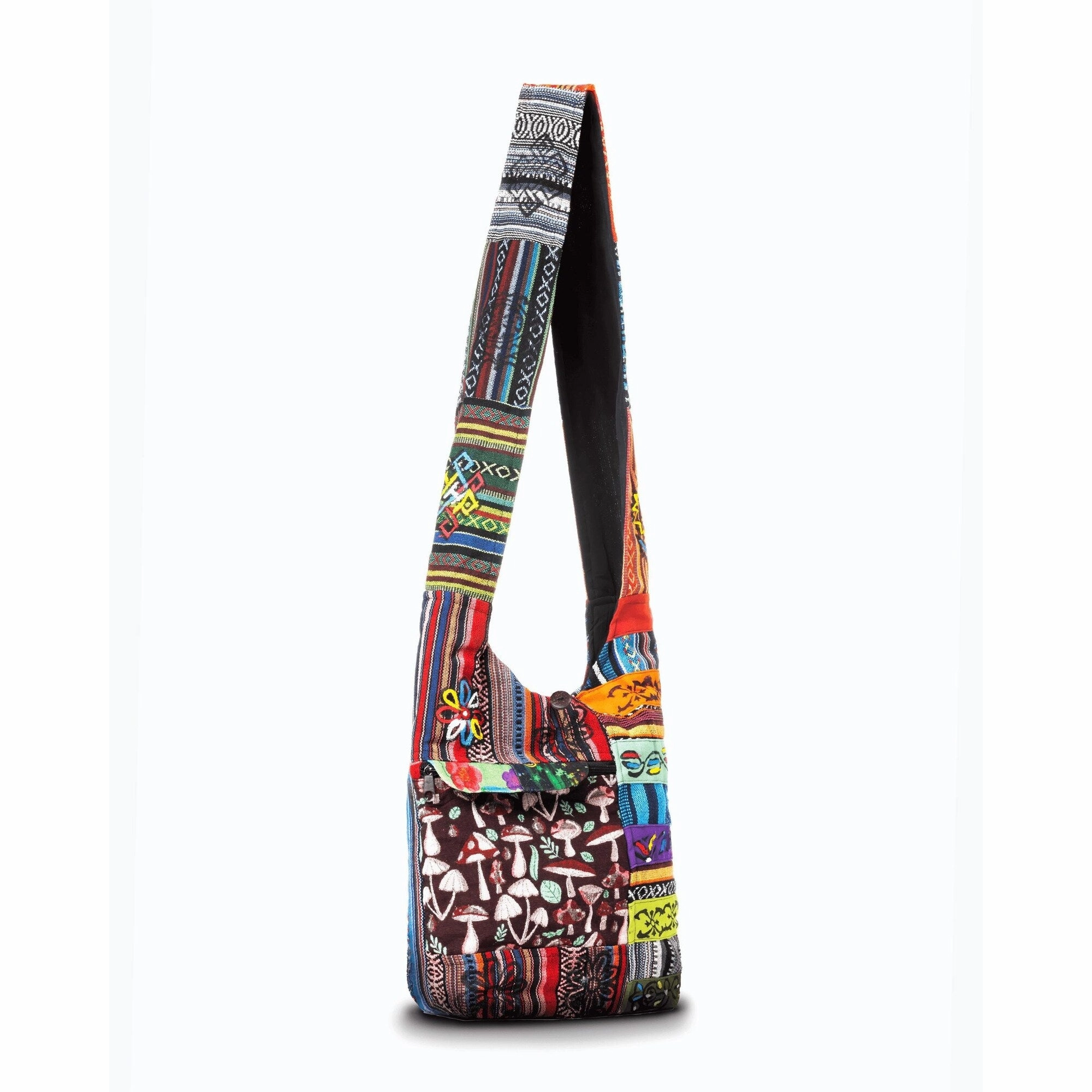 Kathmandu Collection Tribal Stripe Patchwork Hobo Bag