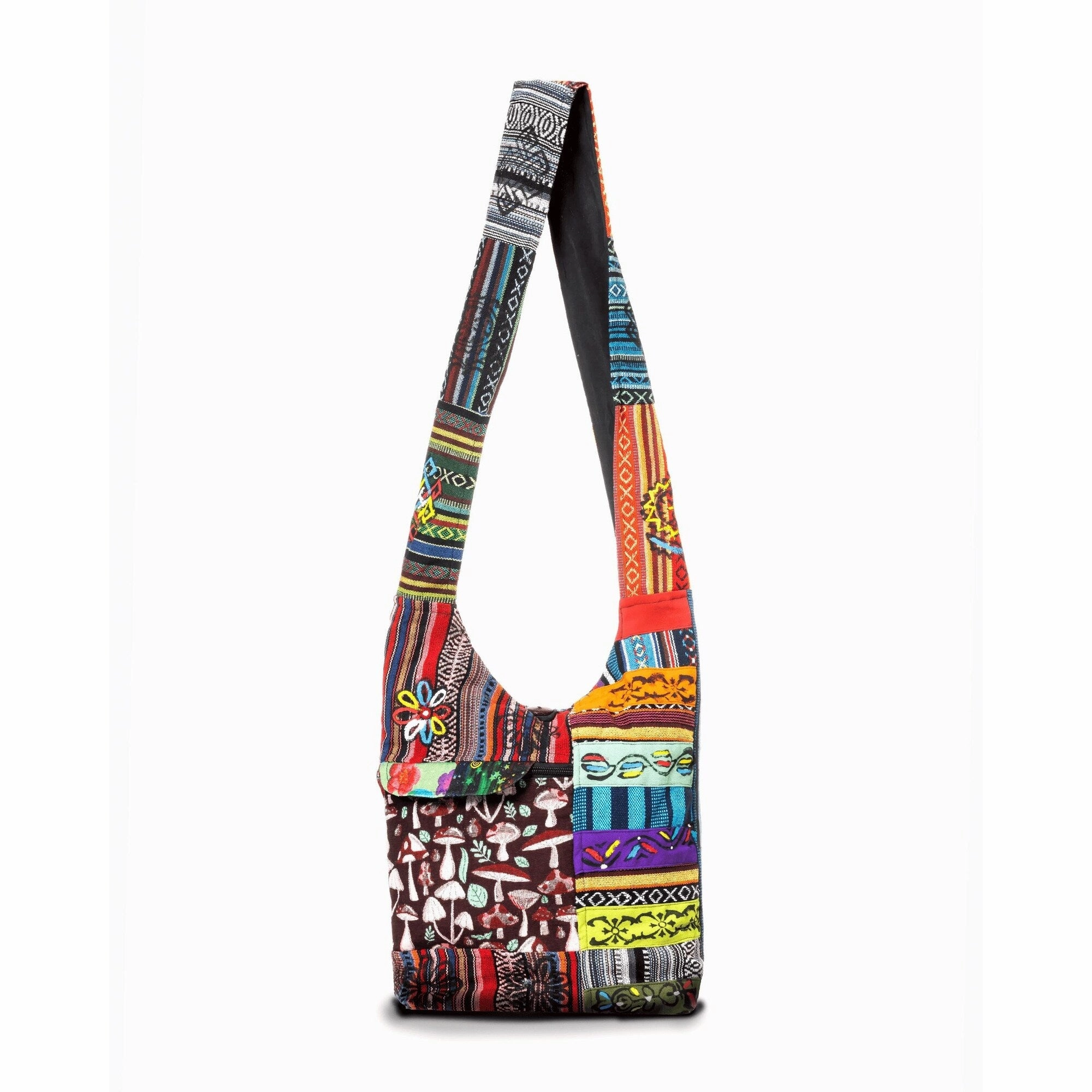 Kathmandu Collection Tribal Stripe Patchwork Hobo Bag