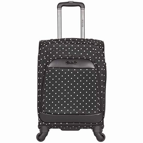 Kenneth Cole Reaction Dot Matrix 600d Polyester 2-Piece Luggage Set; Laptop Tote, 20" Carry-on, Black W/White Polka Dots