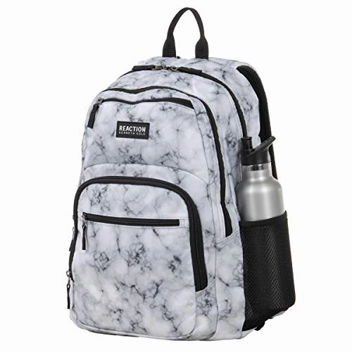 Kenneth Cole Reaction Printed Dual Compartment 16 Laptop & Tablet Backpack for School, Travel, & Work, White Marble, Laptop