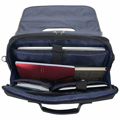 Kenneth Cole Reaction Tech-IT Flapover Pull-Thru Handle Anti-Theft RFID 15.6" Laptop & Tablet Business Portfolio With USB Charging Port, Black