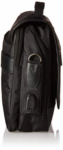 Kenneth Cole Reaction Tech-IT Flapover Pull-Thru Handle Anti-Theft RFID 15.6" Laptop & Tablet Business Portfolio With USB Charging Port, Black