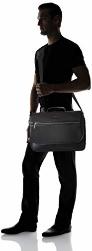 Kenneth Cole Reaction Tech-IT Flapover Pull-Thru Handle Anti-Theft RFID 15.6" Laptop & Tablet Business Portfolio With USB Charging Port, Black