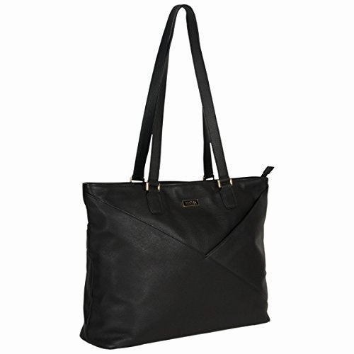 Kenneth Cole Reaction Women's East Bay Babe 15" Laptop & Tablet RFID Business Travel Messenger Computer Bag, Black Leather Tote, Laptop