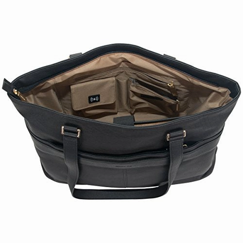 Kenneth Cole Reaction Women's East Bay Babe 15" Laptop & Tablet RFID Business Travel Messenger Computer Bag, Black Leather Tote, Laptop