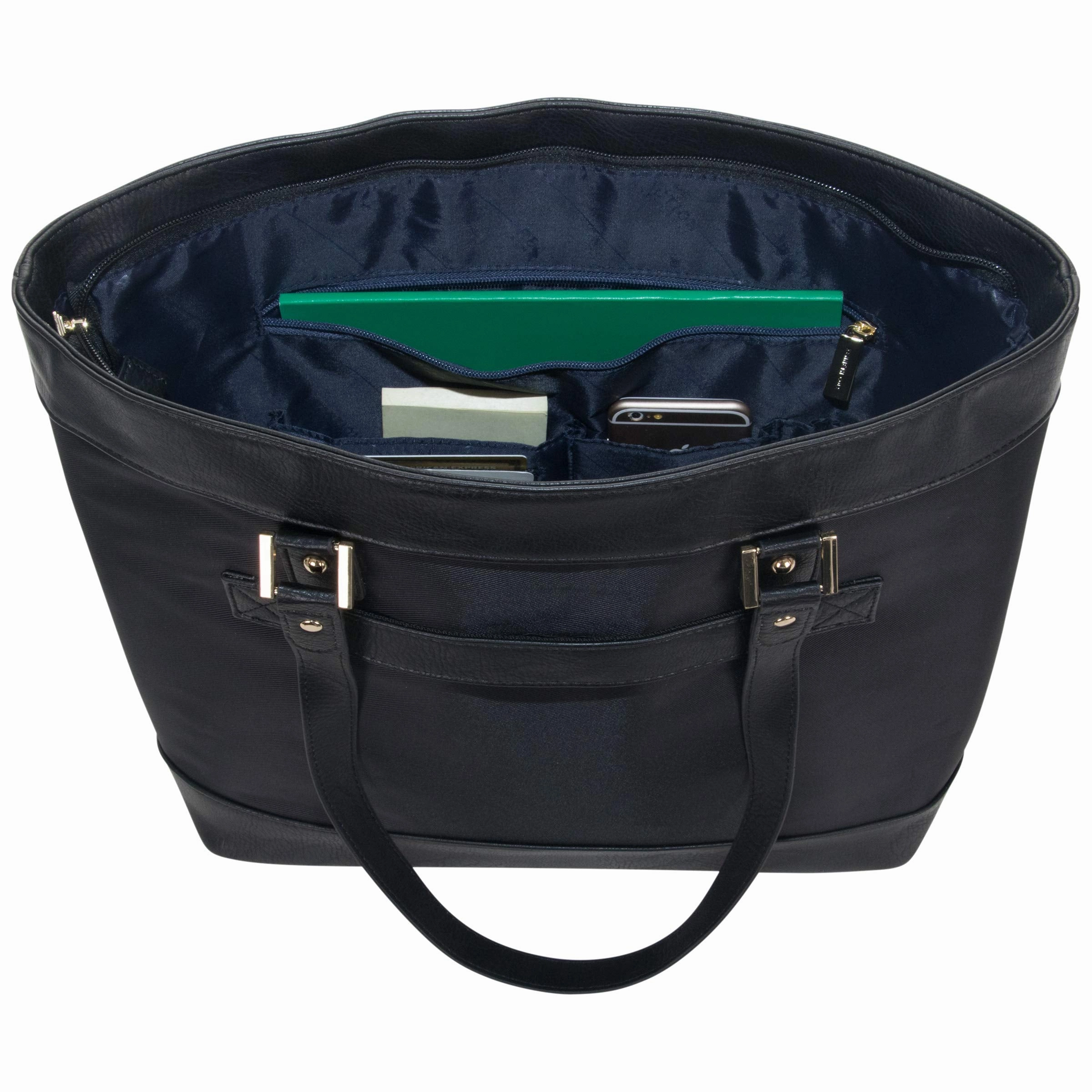 Kenneth Cole Reaction Women's Runway Call Nylon-Twill Top Zip 16" Laptop & Tablet Business Tote, Black