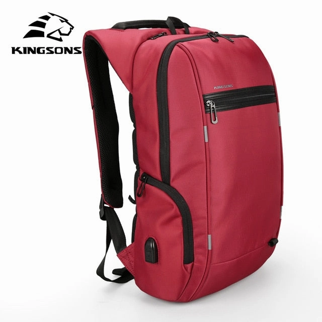 Kingsons 15"17"  Laptop Backpack External Usb Charge Computer Backpacks Anti-Theft Waterproof
