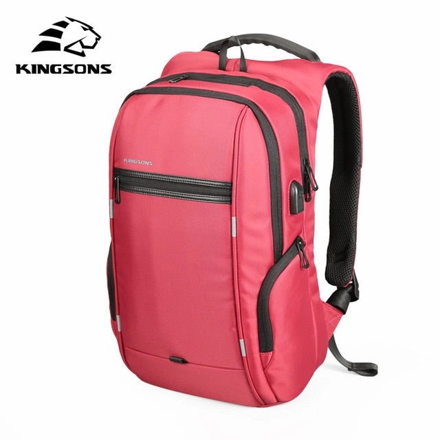 Kingsons 15"17"  Laptop Backpack External Usb Charge Computer Backpacks Anti-Theft Waterproof