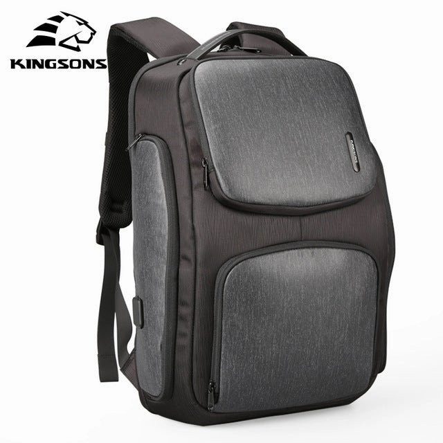 Kingsons Upgraded Solar Backpack Fast Usb Charging Kanpsack 15.6 Inches Laptop Backpacks Male Women