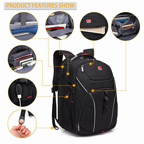 Laptop Backpack , Coolbell 18.4 Inch Computer Bag With Usb Port Water-Resistant Rucksack Hiking