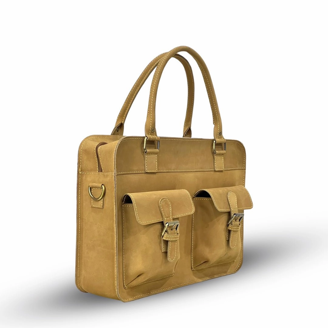 Laptop Bag Nubuck Camel Color