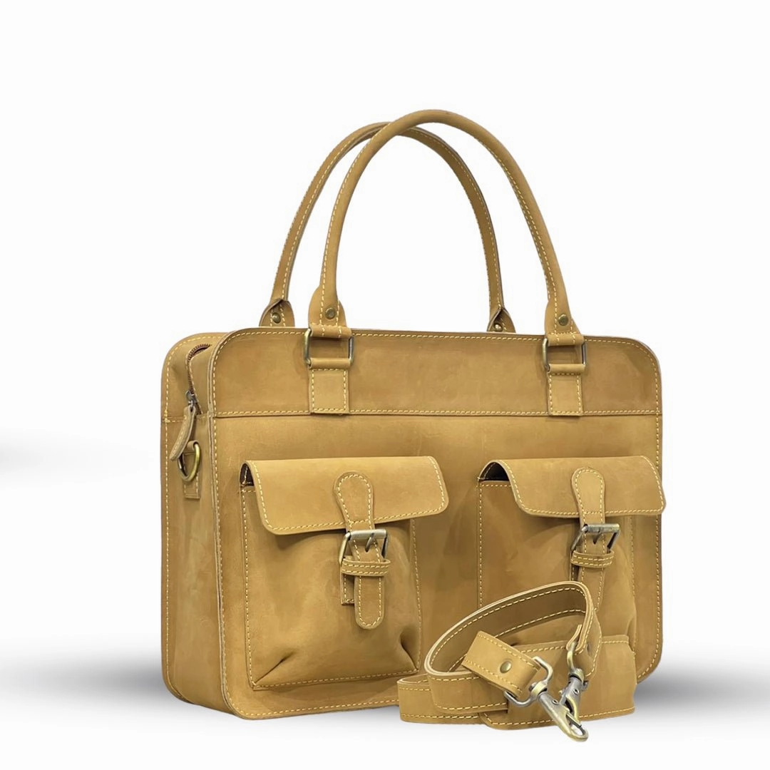 Laptop Bag Nubuck Camel Color