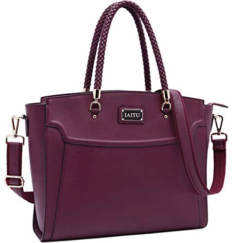 Laptop Tote Bag for Women,13-15.6 Inches Spacious Tablet Handbag Shoulder Bag for Laptop Computer Tablet(Darkpurple-N)