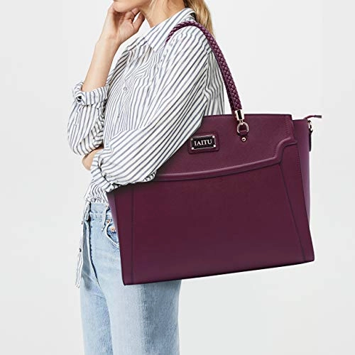 Laptop Tote Bag for Women,13-15.6 Inches Spacious Tablet Handbag Shoulder Bag for Laptop Computer Tablet(Darkpurple-N)
