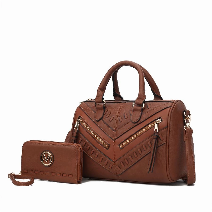 Lara Vegan Leather Womens Satchel with wallet - 2 pieces