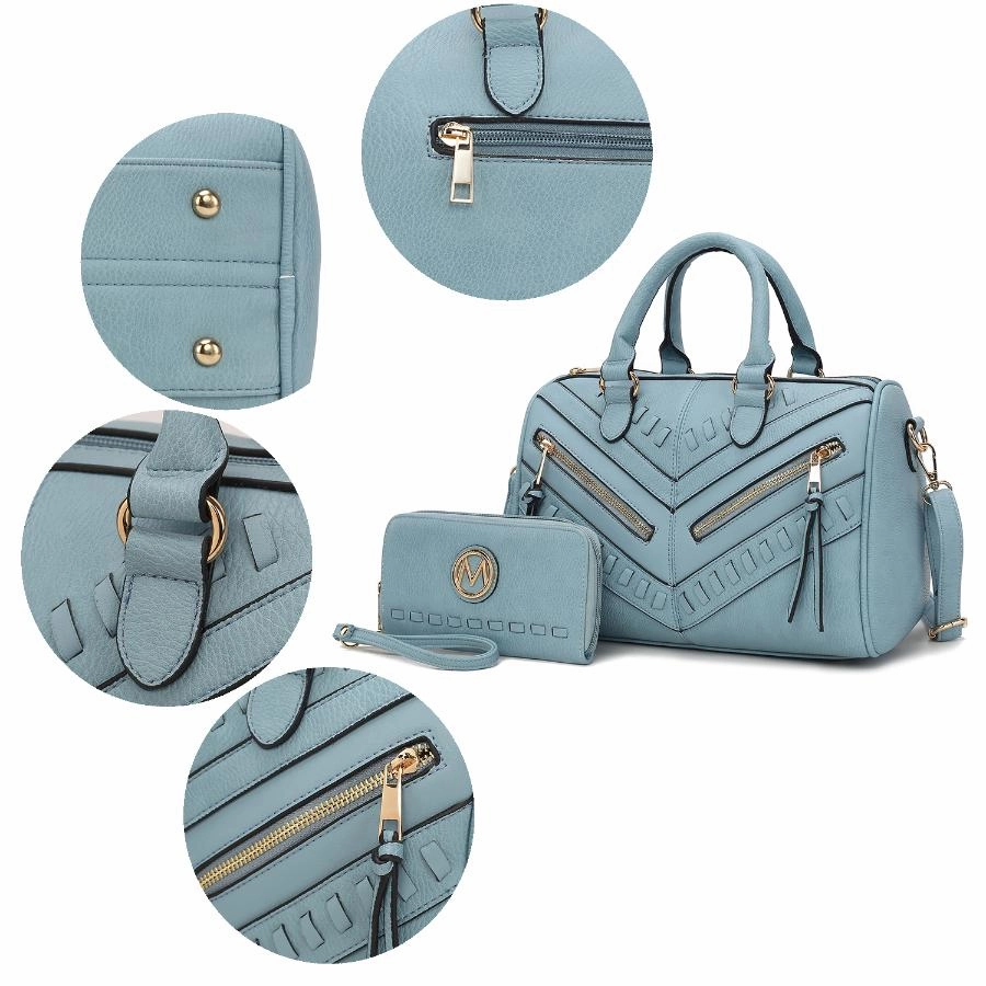 Lara Vegan Leather Womens Satchel with wallet - 2 pieces