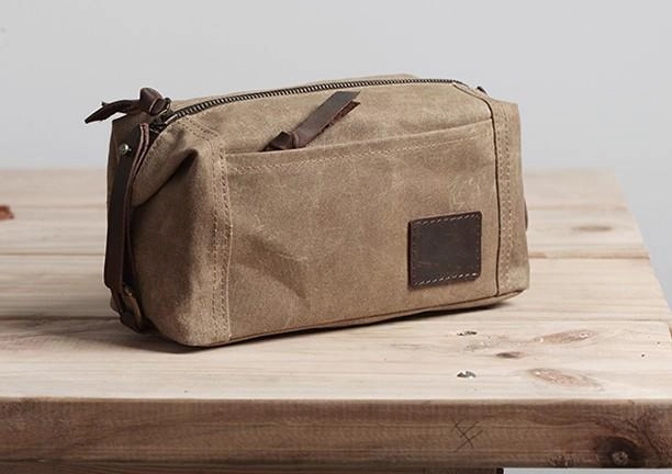 Large Canvas Green Mens Clutch Bag Zipper Wristlet Bag Phone Purse for Men