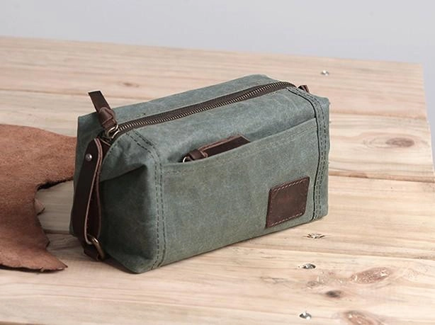 Large Canvas Green Mens Clutch Bag Zipper Wristlet Bag Phone Purse for Men
