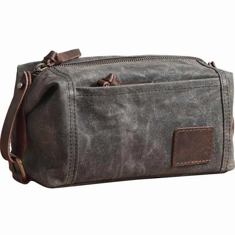 Large Canvas Green Mens Clutch Bag Zipper Wristlet Bag Phone Purse for Men
