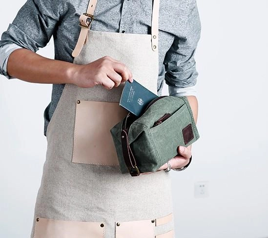 Large Canvas Green Mens Clutch Bag Zipper Wristlet Bag Phone Purse for Men