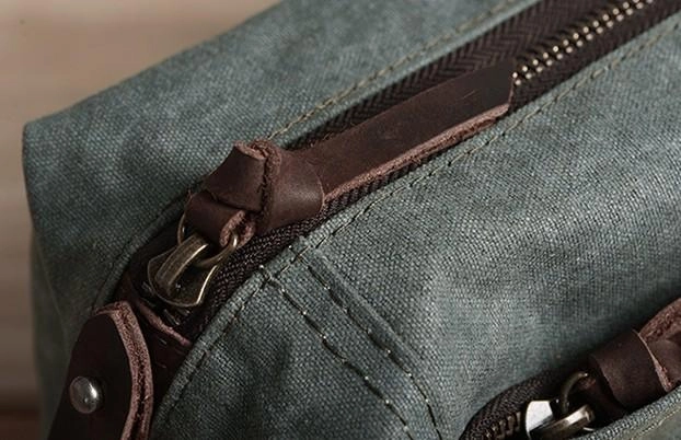Large Canvas Green Mens Clutch Bag Zipper Wristlet Bag Phone Purse for Men