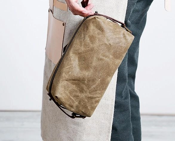 Large Canvas Green Mens Clutch Bag Zipper Wristlet Bag Phone Purse for Men