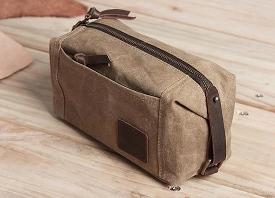Large Canvas Green Mens Clutch Bag Zipper Wristlet Bag Phone Purse for Men