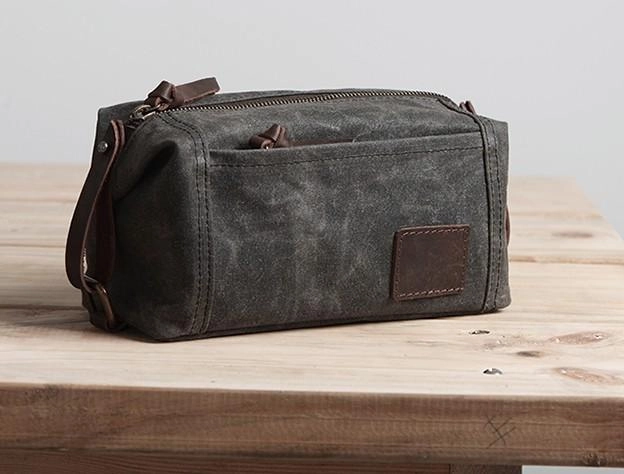 Large Canvas Green Mens Clutch Bag Zipper Wristlet Bag Phone Purse for Men