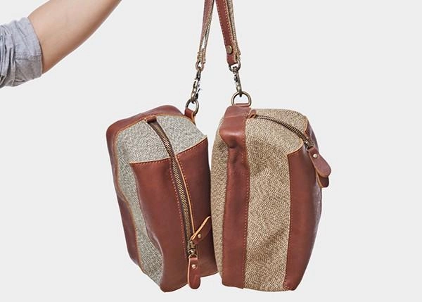 Large Canvas Leather Mens Clutch Bag Zipper Wristlet Bag Purse for Men
