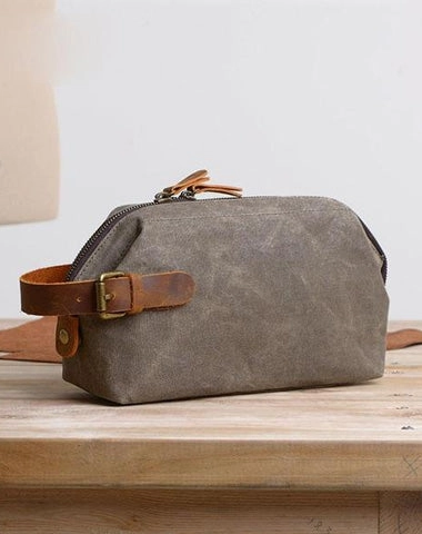 Large Canvas Mens Clutch Bag Zipper Wristlet Bag Phone Purse for Men