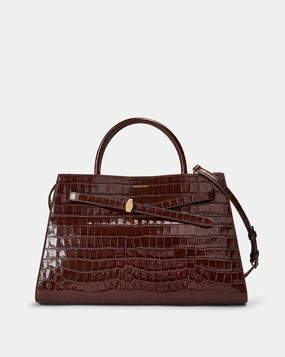 Large Veronica Beard Croc-Embossed Dash Bag