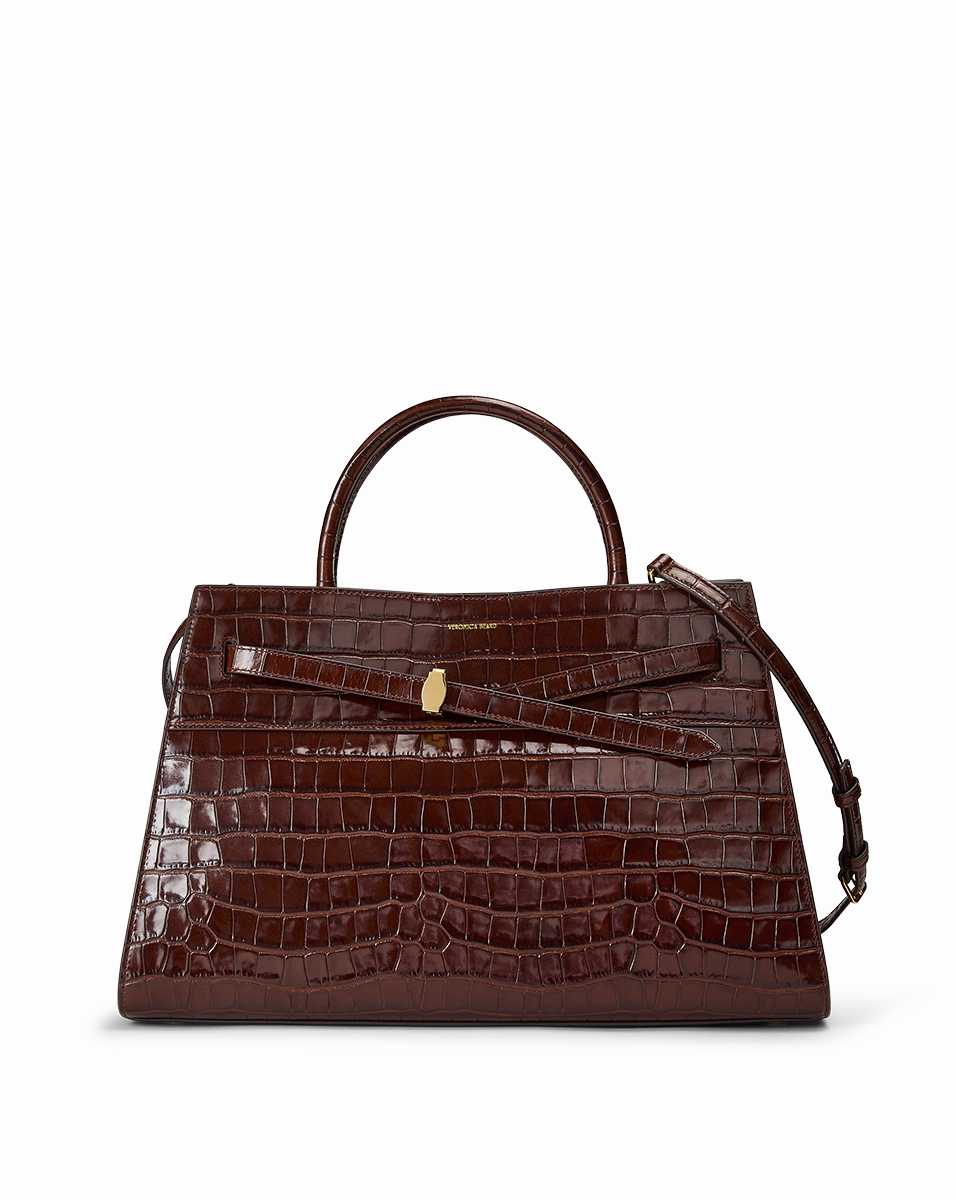 Large Veronica Beard Croc-Embossed Dash Bag